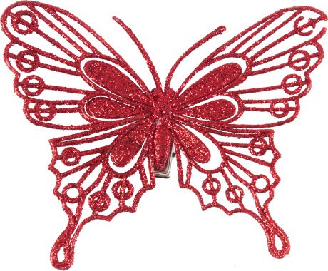 Набор ёлочных украшений «Бабочки» 10 см, цвет красный, 4 шт.