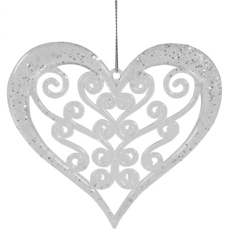 Ёлочное украшение «Сердце» 12 см, цвет белый