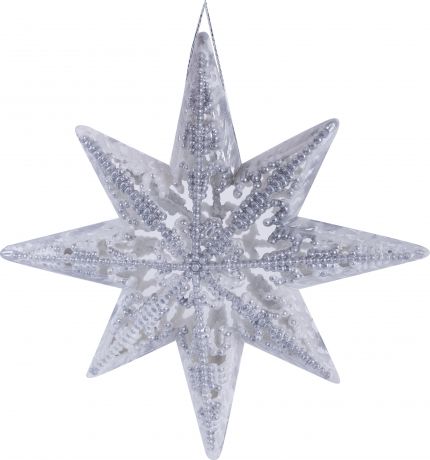 Ёлочное украшение «Звезда» пластик, 13 см, цвет серебристый/белый
