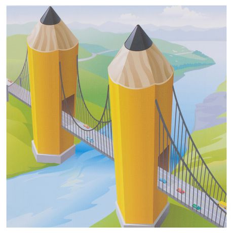 Картина на холсте «Мост из карандашей» 30х30 см