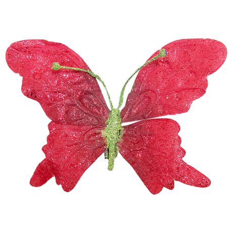 Ёлочное украшение «Бабочка» на клипсе, 19 см, цвет красный