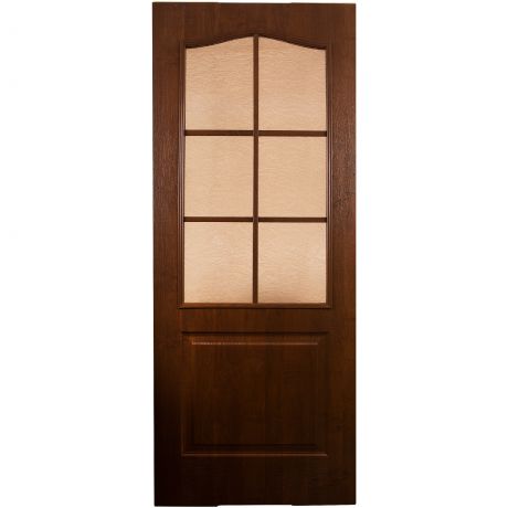 Дверь межкомнатная остеклённая Антик 80x200 см, ПВХ, цвет дуб коньяк