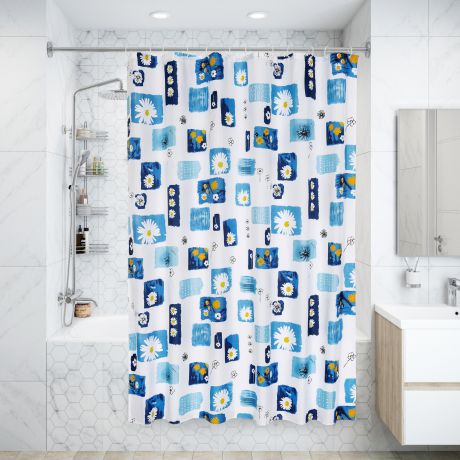 Штора для ванной комнаты «Микс» в мешочке 180х200 см цвет синий