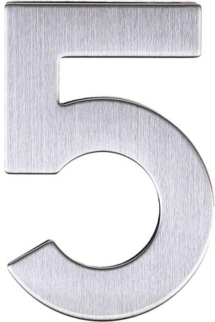Цифра «5» самоклеящаяся 95х62 мм нержавеющая сталь цвет серебро