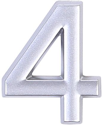 Цифра «4» самоклеящаяся 40х32 мм пластик цвет матовое серебро
