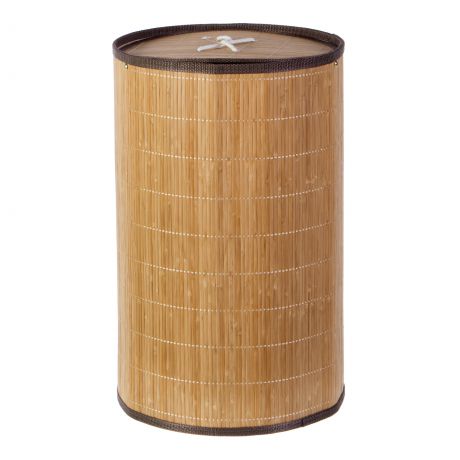 Корзина для белья складная круглая, 40 л, бамбук