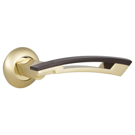 Ручки дверные на розетке Apecs H-0599-A, алюминиевый сплав, цвет черное дерево/матовое золото