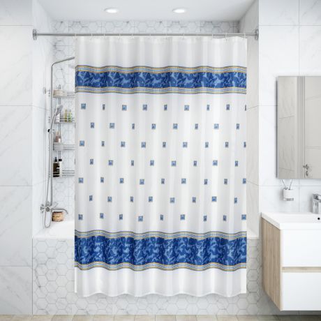 Штора для ванной комнаты «Zumrut» 180х200 см цвет голубой