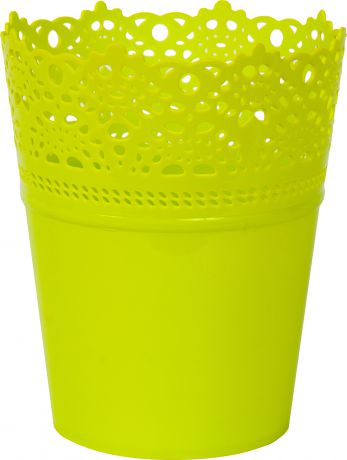 Кашпо «Ажур» зелёный 150 мм, пластик