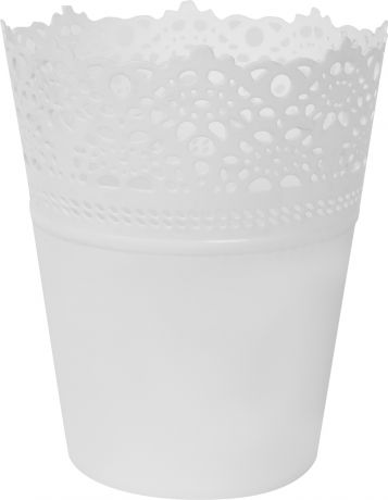 Кашпо «Ажур» белый 185 мм, пластик