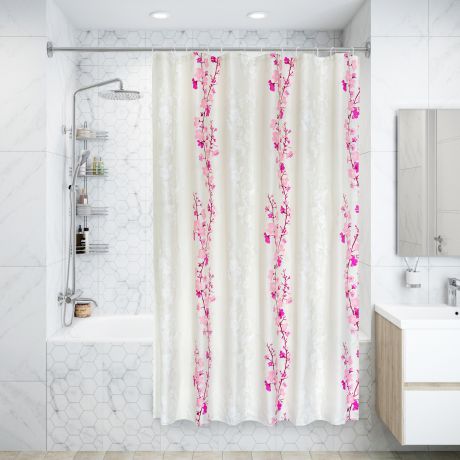Штора для ванной комнаты «Blossom» 180х200 см цвет белый