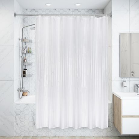 Штора для ванной комнаты «Silver Silk» 180х180 см цвет белый