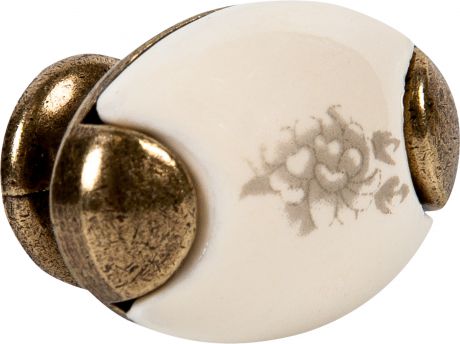 Ручка-кнопка Kerron с фарфором цвет бронза
