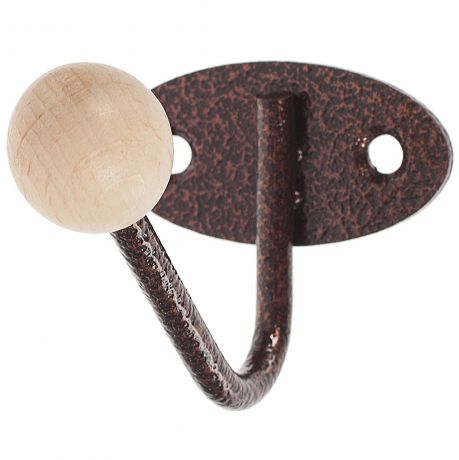 Крючок-вешалка с деревянным шариком КВД-1, цвет античная медь