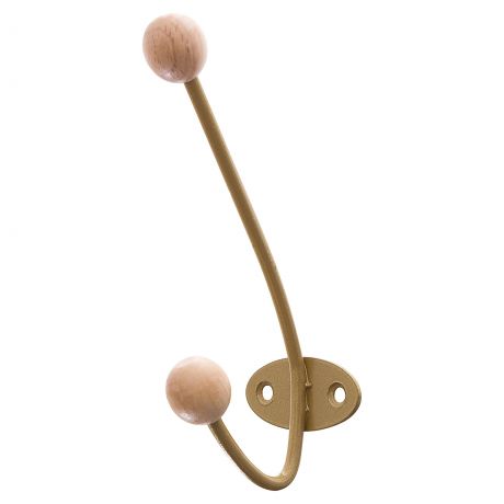 Крючок-вешалка с деревянным шариком КВД-2, цвет золото