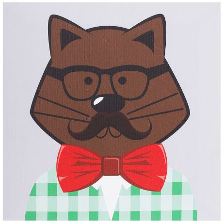 Картина на холсте «Hipster cat коричневый» 30х30 см