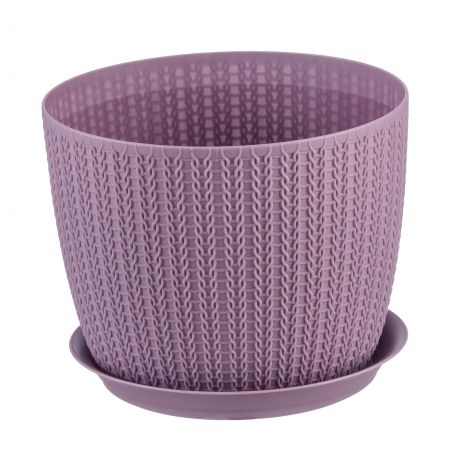 Кашпо с поддоном «Вязание» 2.8 л, 180 мм, цвет пурпурный