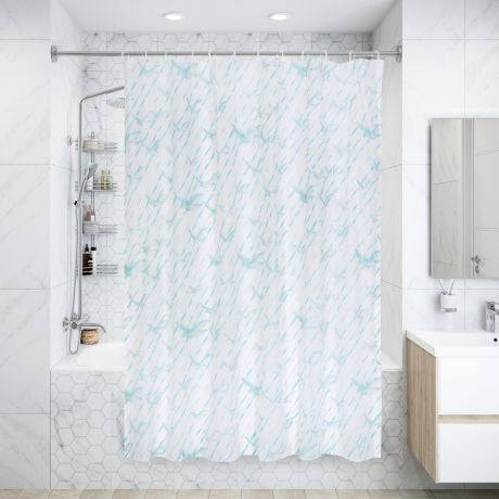 Штора для ванной комнаты «Гуси-лебеди» 180x180 см цвет белый