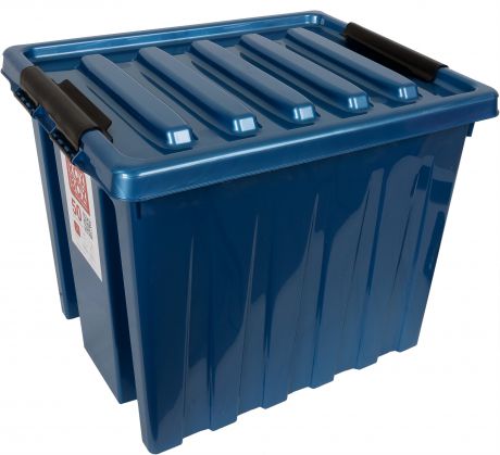 Контейнер Rox Box с крышкой с роликами, 39x40x50 см, 50 л, пластик цвет синий