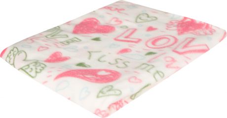 Плед «Kiss», 130х170 см, флис, цвет розовый