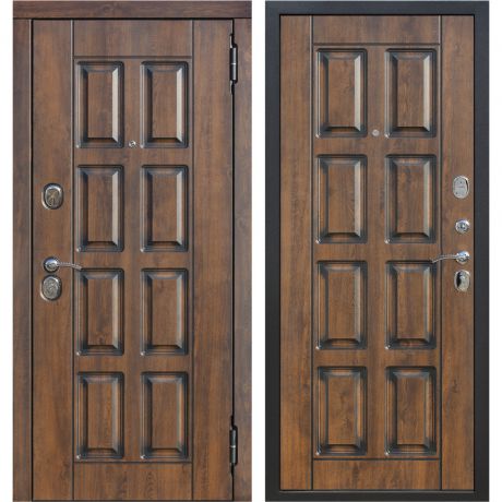 Дверь входная металлическая Мюнхен, 960 мм, правая, цвет грецкий орех/патина