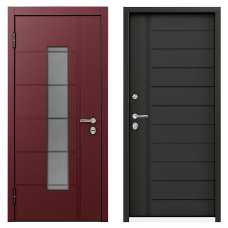 Дверь металлическая Термо РР Стекло, 880 мм, левая, цвет серый
