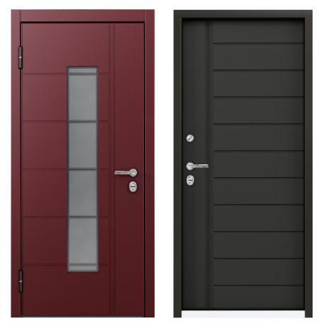 Дверь металлическая Термо РР Стекло, 950 мм, левая, цвет серый