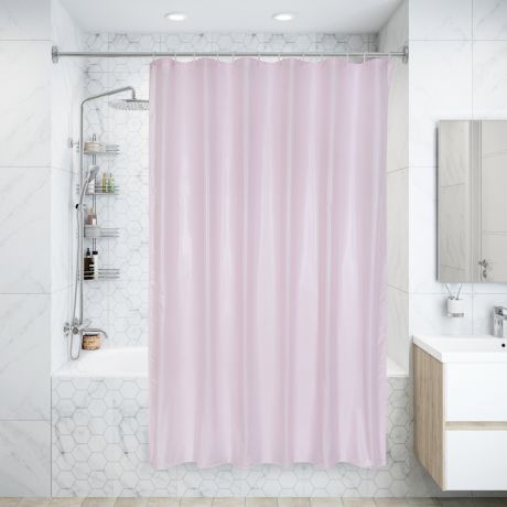Штора для ванны Brillar pink, 180х200 см, полиэстер, цвет розовый