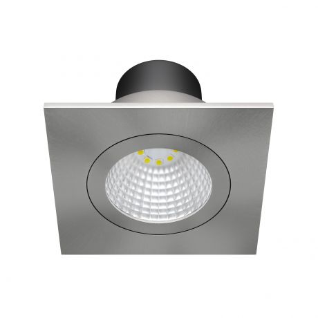 Светильник точечный встраиваемый квадратный Dennis 82 мм, 3.85 м², тёплый белый свет, цвет серебристый