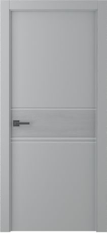 Дверь межкомнатная глухая Твинвуд 2 80x220 см, эмаль, цвет серый, с фурнитурой