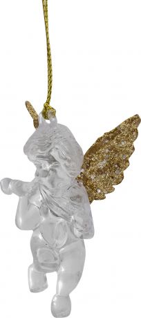 Украшение новогоднее «Ангел малый со скрипкой», пластик, цвет прозрачное золото