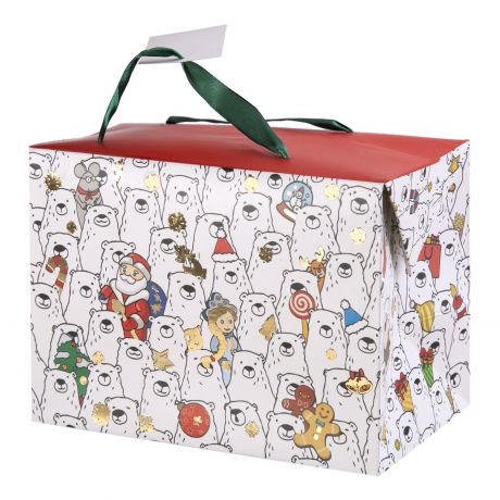 Пакет-коробка подарочный «Полярные мишки» 15x11 см
