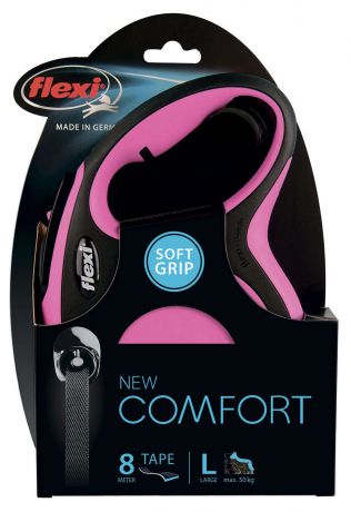 Рулетка flexi New Comfort XS для собак до 50 кг, трос, розовая