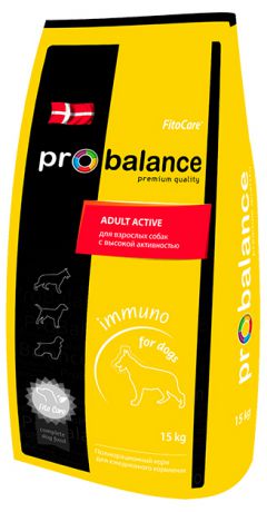 Корм сухой для собак Probalance Immuno Adult Active, курица, 15 кг