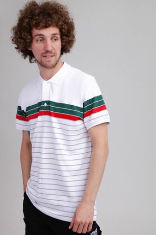 Поло URBAN CLASSICS Classic Stripe Polo (White/Dark Freshgreen/Firered/Grey, XL)