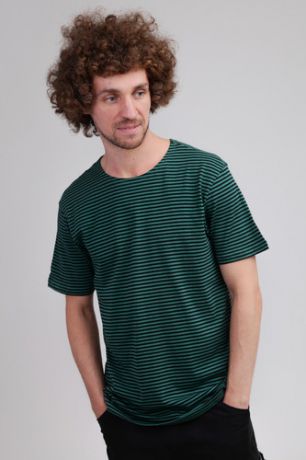 Футболка URBAN CLASSICS Yarn Dyed Baby Stripe Tee (Dark Fresh Green/Black, L)