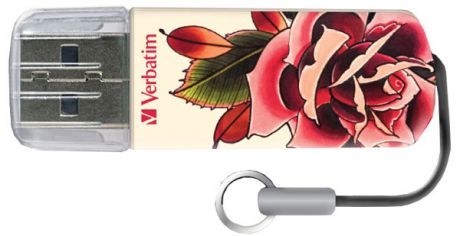 Verbatim 16Gb Mini Tattoo Rose (белый)