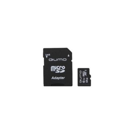 Карта памяти Qumo microSDXC Class 10 UHS Class 1 64GB + SD adapter