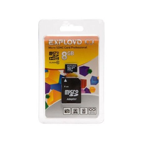 Карта памяти EXPLOYD microSDHC Class 10 8GB + SD adapter