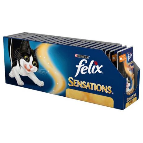 Корм для кошек Felix Sensations с индейкой и с соусом со вкусом бекона 24шт. х 85 г (кусочки в соусе)