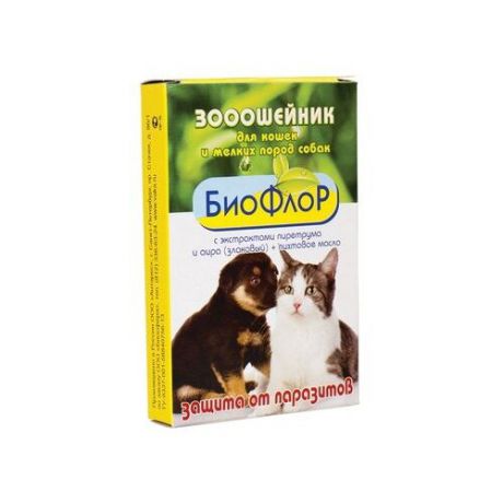 БиоФлоР ошейник от блох и клещей с экстрактами пиретрума, злакового аира и пихтовым маслом для кошек и собак, 40 см
