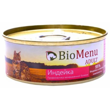 Корм для кошек BioMenu Adult консервы для кошек с индейкой (0.1 кг) 1 шт.