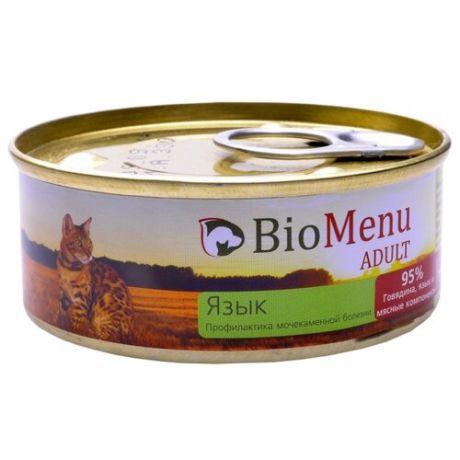 Корм для кошек BioMenu 1 шт. Adult консервы для кошек с языком 0.1 кг