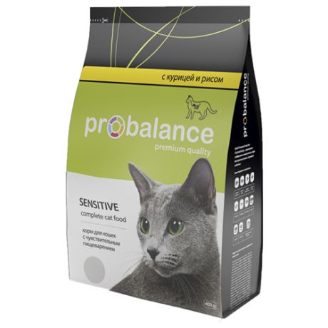 Корм для кошек ProBalance Sensitive с Курицей и рисом 0.4 кг