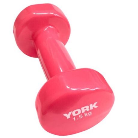 Гантель цельнолитая York Fitness DBY100 B26316p 1.5 кг розовая