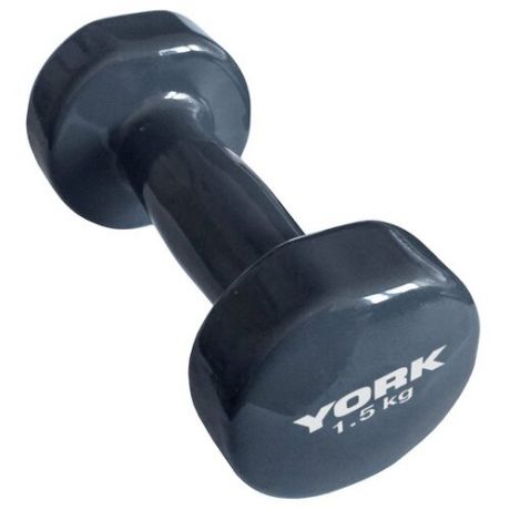 Гантель цельнолитая York Fitness DBY300 B26316g 1.5 кг серая