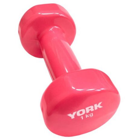 Гантель цельнолитая York Fitness DBY100 B26315p 1 кг розовая