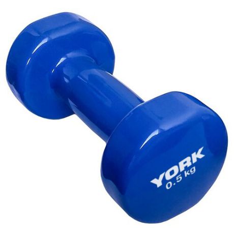 Гантель цельнолитая York Fitness DBY200 B26313 0.5 кг синяя