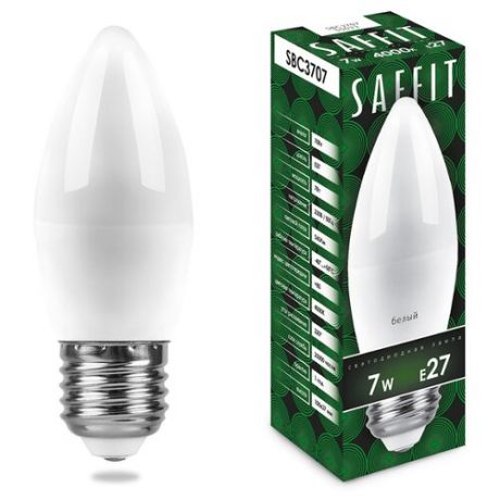 Лампа светодиодная Saffit E27, C37, 7Вт