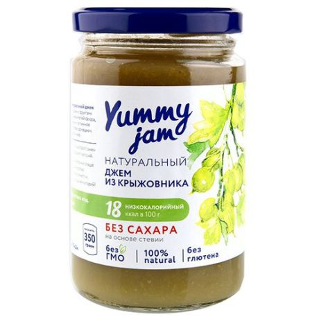 Джем Yummy jam натуральный из крыжовника без сахара, банка 350 г